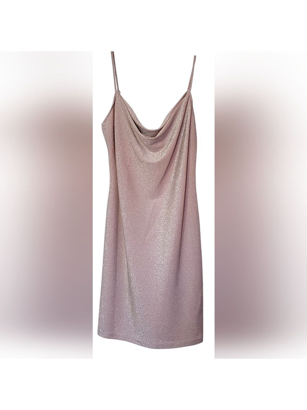 Bebe | Cowl Sequin Mini Dress | Spaghetti Strap | Tan - Picture 4 of 4